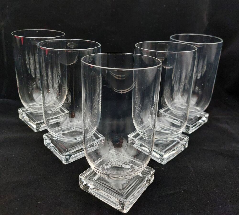 Vintage Cambridge Glass Square Highball Tumblers Pattern 3797 Set of 5 MCM